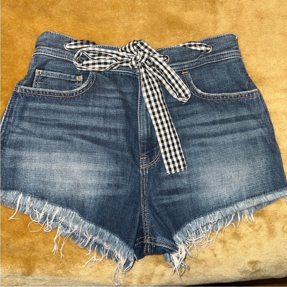 Hollister | Women’s Size 26 Denim Blue High Rise Vintage Shorts with Gingham Tie